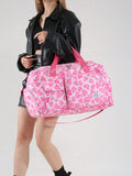 1 pezzo Borsa da viaggio di grande capacità, borsa da palestra per brevi viaggi, borsa sportiva con stampa leopardata casual da donna