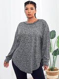 T-shirt sportiva a maniche lunghe, drop shoulder, con effetto tie-dye, per taglie comode