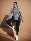 Set da donna taglie forti con felpa con cappuccio oversize a blocchi di colore con coulisse e leggings aderenti sportivi traspiranti