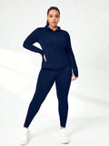 Set di abbigliamento sportivo per donna taglia grande, composto da Maglietta tinta unita e leggings per allenamento