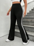 Pantaloni A Zampa Taglio Laterale Con Patchwork Di Taglie Forti Da Donna