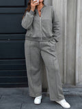Set di top con chiusura lampo e pantaloni con coulisse in taglie forti casual