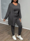 Set da 3 pezzi, taglia oversize, vestito elegante casual composto da gilet + pantaloni + giacca