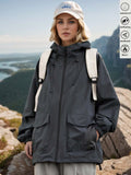 Giacca con cappuccio softshell da donna, impermeabile e antivento, adatta per escursioni, uso casual urbano, sport all''aperto