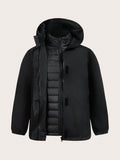 Cappotto invernale da donna taglia forte, monocolore con zip frontale, cappotto invernale da donna, giacca con cappuccio minimalista a maniche lunghe, 2 in 1
