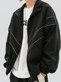 Giacca casual con chiusura lampo, a maniche lunghe e color block, taglie comode per donne