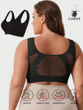 Reggiseno sportivo senza cuciture e senza ferretto con supporto e sollevamento, design laterale raccolto comodo per taglie forti