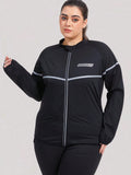 Giacca sportiva sauna con chiusura lampo, di taglia oversize, manica lunga, top modellante, tuta da allenamento fitness per donne, per perdita di peso, per attività come yoga, ciclismo