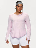 Maglia a maniche lunghe comoda e sciolta con stampa geometrica jacquard per taglie comode, colore rosa