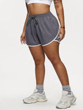 Shorts sportivi casual da donna taglie forti, con cordino in vita, tasche inclinate e colori a contrasto