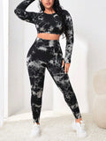 1 Set Pantaloni da yoga tie-dye e leggings aderenti modellanti e comodi, più una taglia superiore, tuta da donna per lo sport
