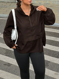 Giacca con chiusura lampo, con tasche, maniche lunghe, casual, monocolore, taglie forti