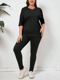 Set da 2 pezzi, taglia comoda, moda casual da donna, taglia grande