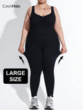 Body a costine taglie forti per donna - con scollo a V, schienale a U, senza maniche e spalline larghe, tuta intera | Senza cuciture, a prova di squat e lift glutei, con controllo addominale,