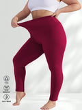Leggings di colore unito ad alta elasticità per taglie forti, leggings sportivi