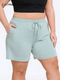 Pantaloncini sportivi da donna taglie forti con 4 vie di elasticità