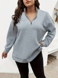 Sport casual con chiusura lampo e colore unito per donne Plus