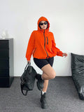 Giacca sportiva larga da donna casual da esterno, con colori a contrasto, di taglia comoda