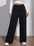 Pantaloni larghi e dritti casual per donne taglia comoda