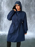 Impermeabile lungo con cintura, slim fit, casual, taglia comoda