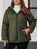 Cappotto imbottito in cotone spesso da donna taglia comoda, verde militare, invernale