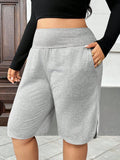 Pantaloncini casual con tasche da donna taglie forti, pantaloncini da yoga e fitness
