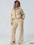 Felpa con cappuccio in cashmere e lana d'agnello con coulisse, autunno e inverno, taglie comode