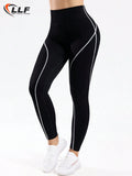 Leggings sportivi senza cuciture a vita alta e alta elasticità con colori a contrasto