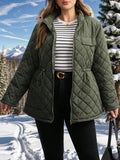 Giacca casual invernale da donna taglie forti, con zip frontale, coulisse in vita, maniche lunghe, tinta unita