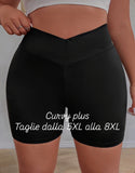 Pantaloncini da ciclismo neri asimmetrici in vita, elastici, traspiranti, per taglie comode