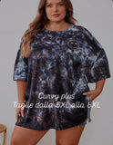 Maglietta girocollo a maniche corte con stampa tie-dye, taglia comoda